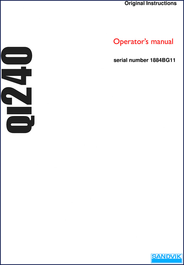 Sandvik QI240 Operators Manual cover – 258 pages factory original instructions