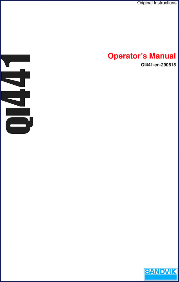 Sandvik QI441 Operator's Manual – 298 pages factory OEM document