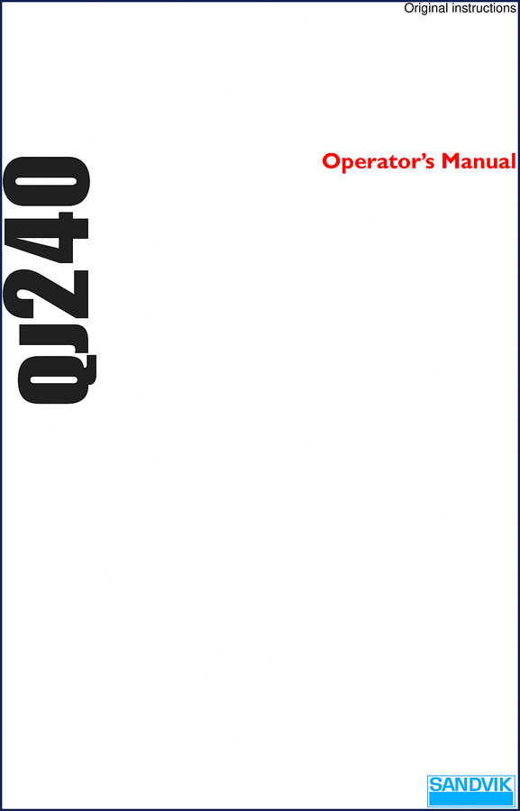 Sandvik QJ240 2009 Operators Manual cover - factory OEM document for diesel crusher