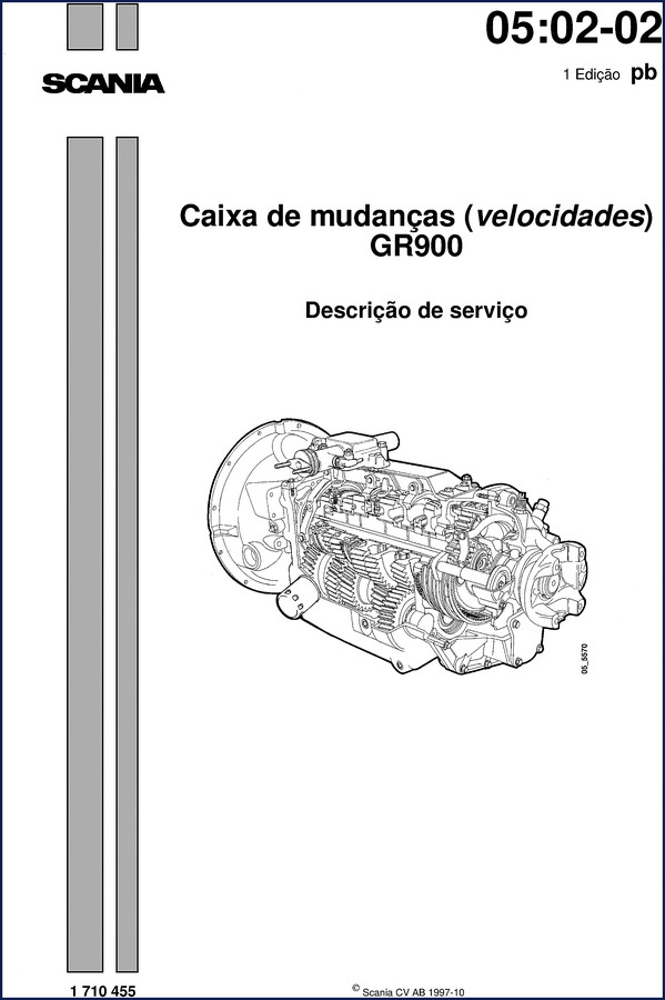 Scania GR900 1997 Technical Manual cover showing gearbox cutaway