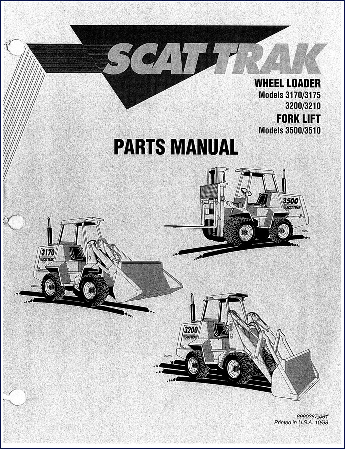 SCAT TRAK 3170 1998 Parts Catalog cover showing wheel loader