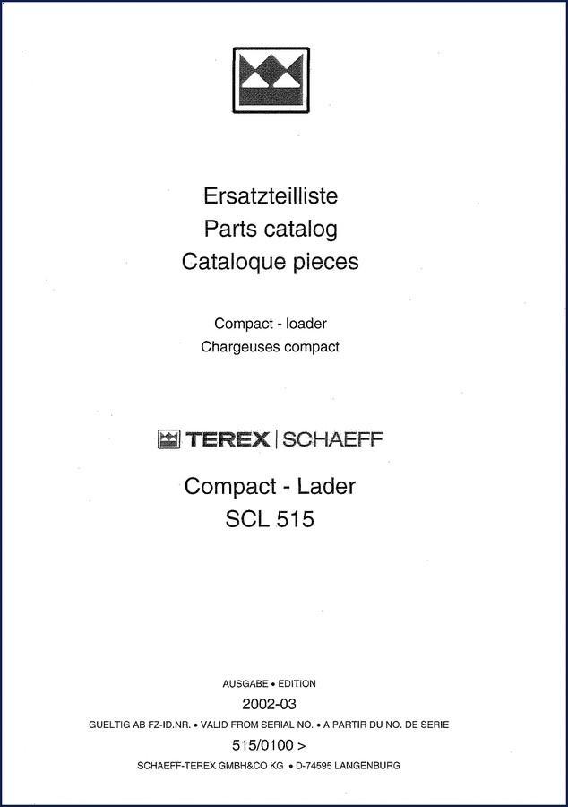 Schaeff-terex SCL 515 2002 Parts Catalog cover page
