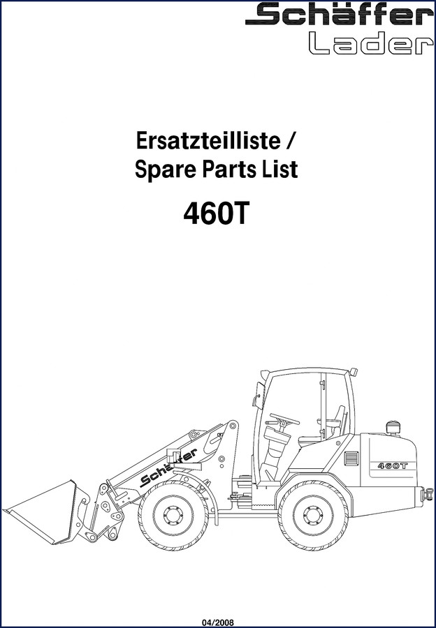 Schäffer 460T 2008 Parts Catalog cover page