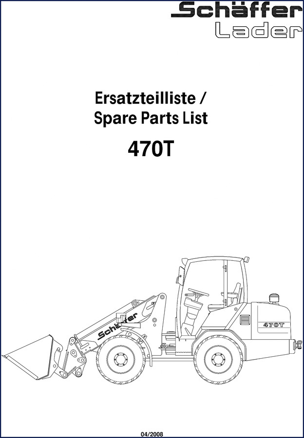 Schäffer 470T 670T Parts Catalog cover - OEM factory spare parts list for construction loaders
