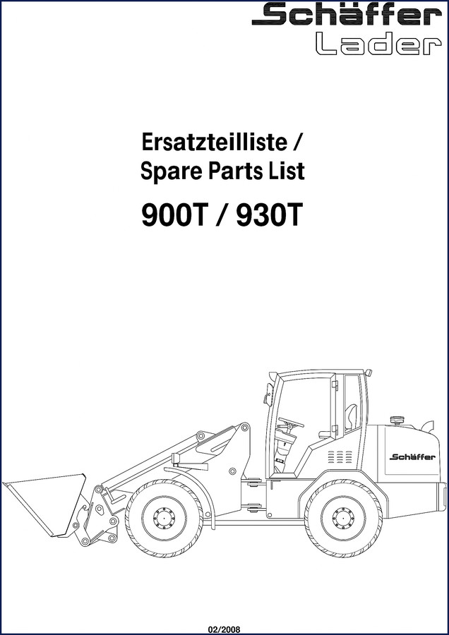 Schäffer 900T 930T 2008 Spare Parts Catalog cover