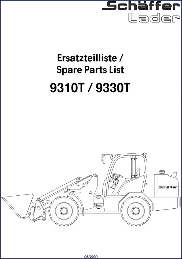 Schäffer 9310T 9330T Parts Catalog cover - 2009 OEM factory spare parts list