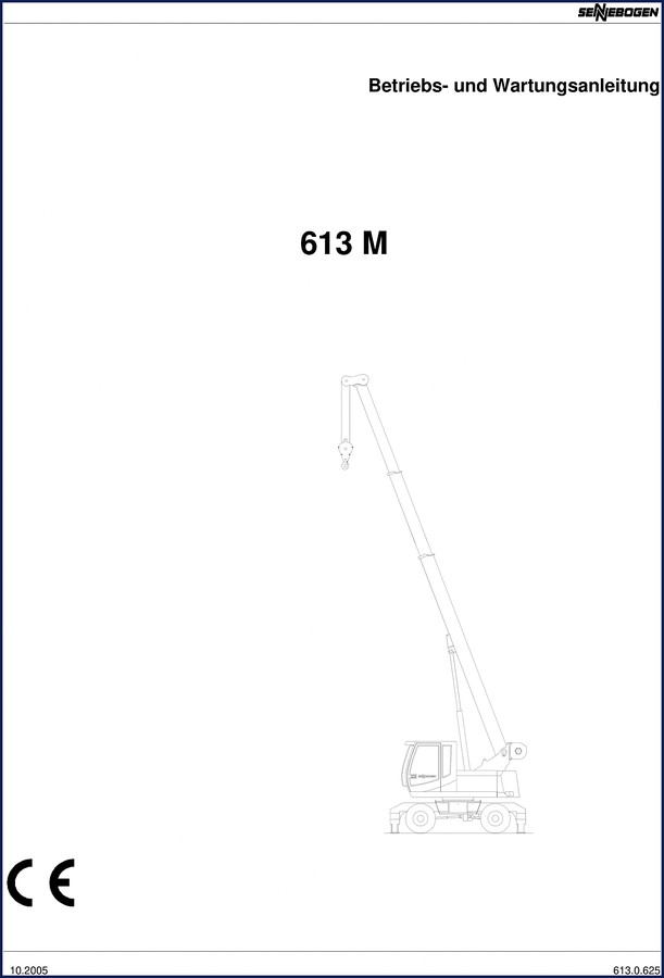 Sennebogen 613 M 2005 Operators Manual cover
