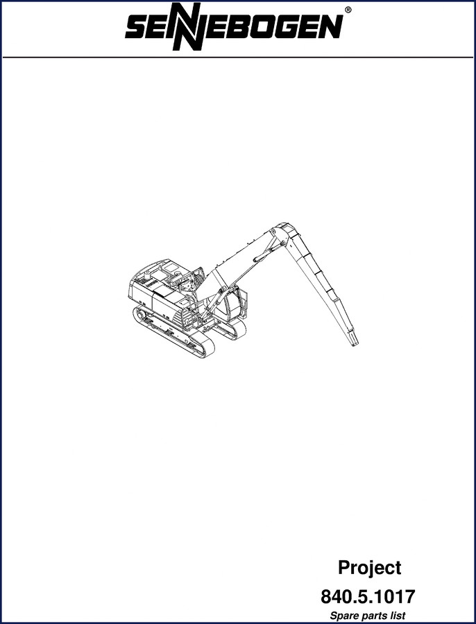 Sennebogen 840 Parts Catalog cover page with inspection set section