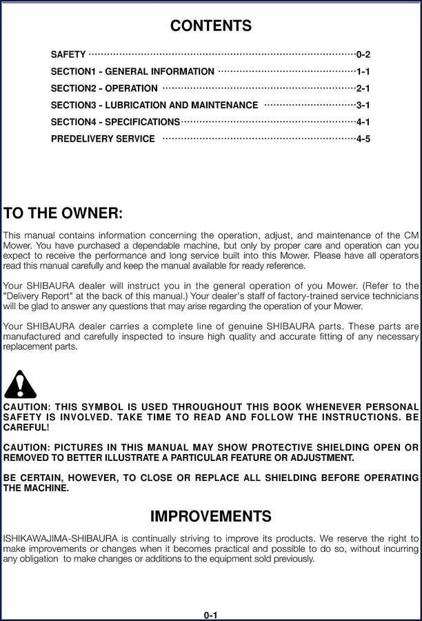 Shibaura CM 214 Operators Manual factory document cover