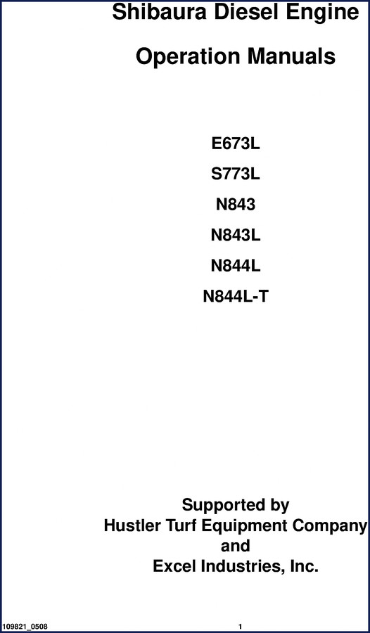 Shibaura E673L, S773L, N843, N843L, N844L Diesel Engine Operators Manual cover