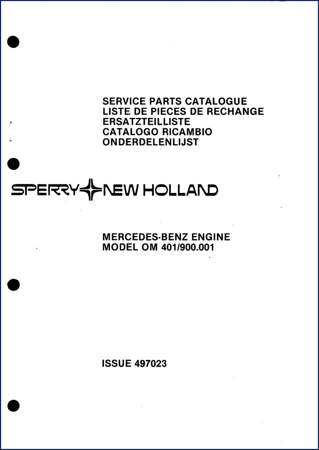 Sperry New Holland OM 401 Parts Catalog – factory exploded view of cylinder head and crankshaft assembly