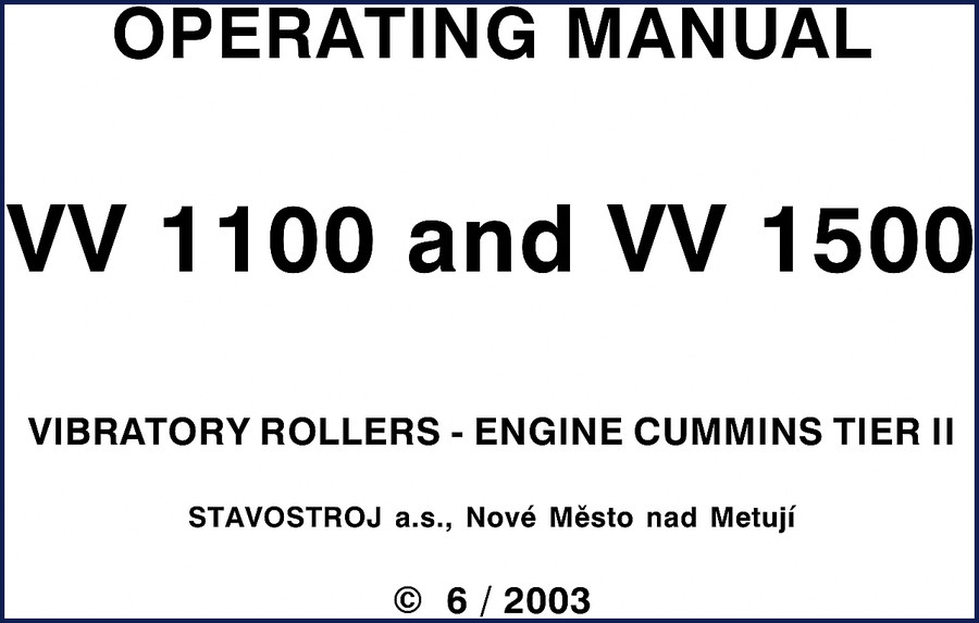 Navistar VV 1100 VV 1500 2003 vibratory roller Operators Manual cover