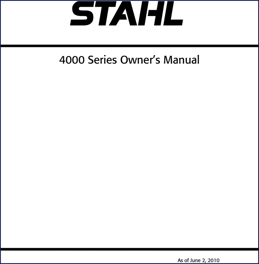 Stahl 4000 Series 2010 User Manual cover showing crane diagram and model number