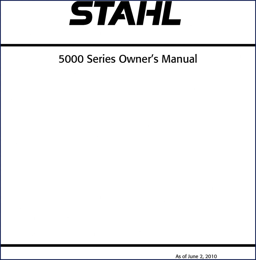 Stahl 5000 Series 2010 Owner's Manual - factory OEM user manual cover page