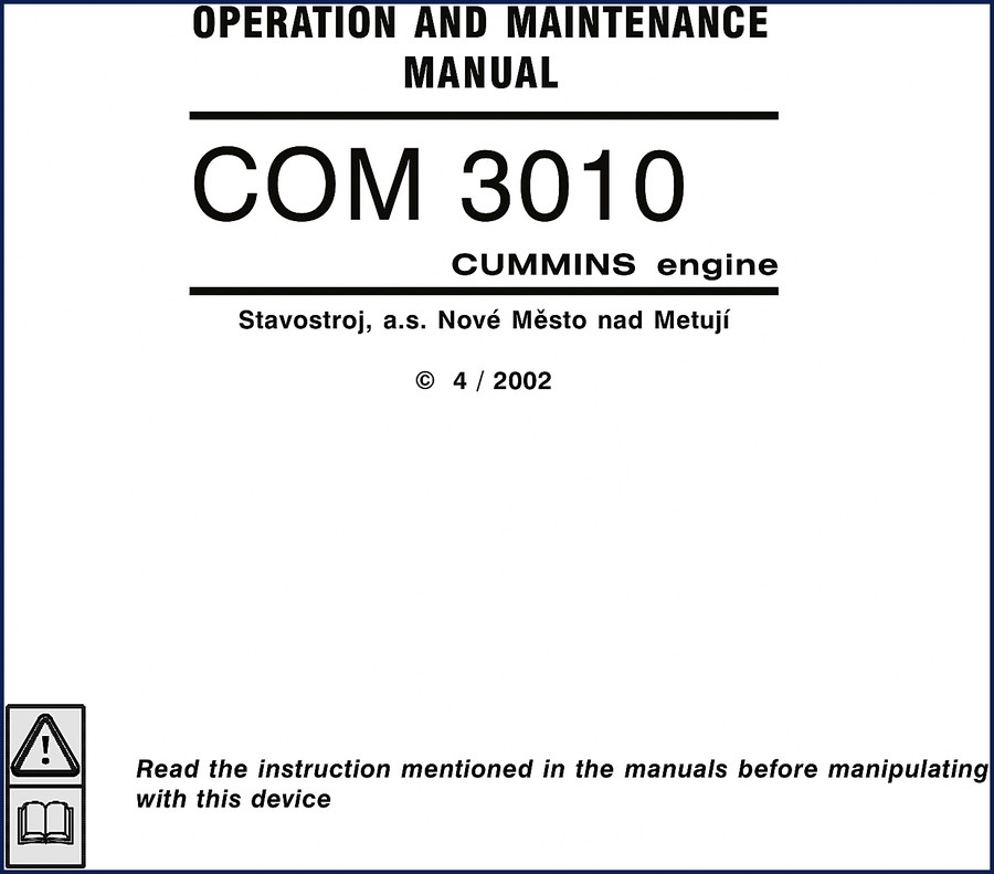 Stavostroj COM 3010 2002 Operators Manual cover showing compactor and OEM branding