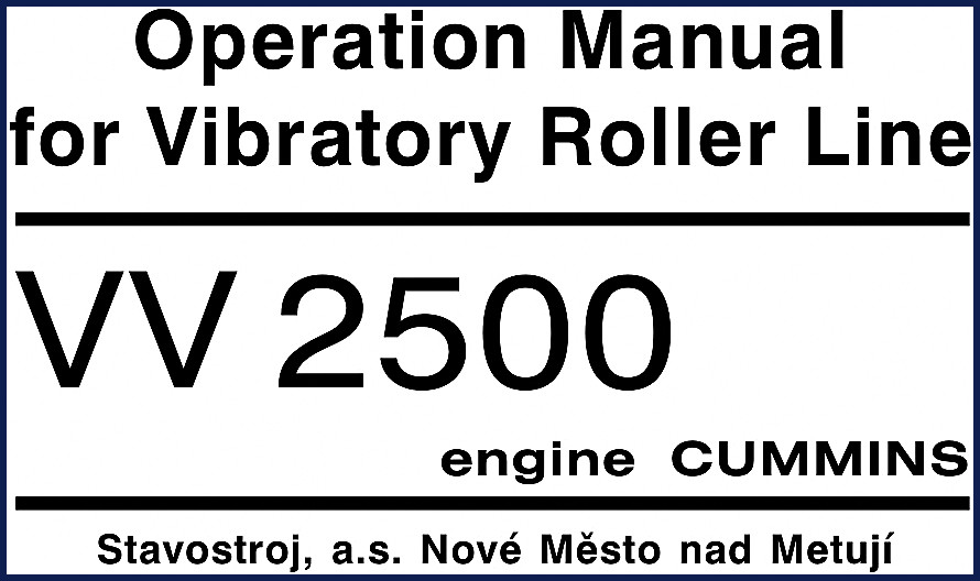 Stavostroj VV 2500 Operators Manual cover page 19 pages
