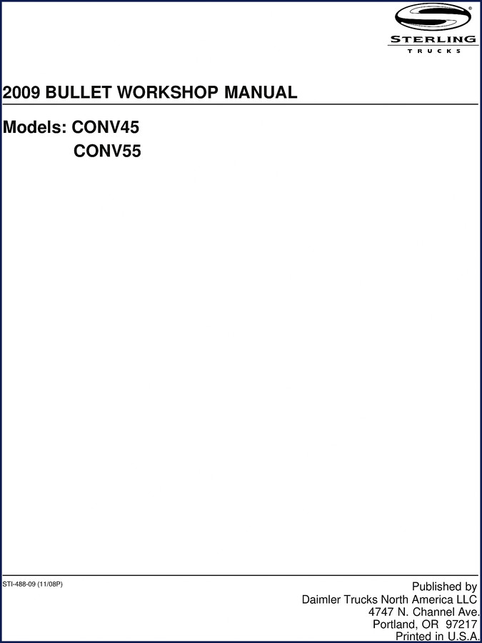 Sterling CONV55 2009 Workshop Manual cover