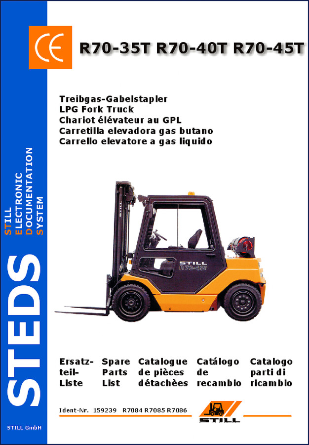 Still R70-35T R70-40T R70-45T Parts Catalog cover image – 2225 pages OEM forklift spare parts list