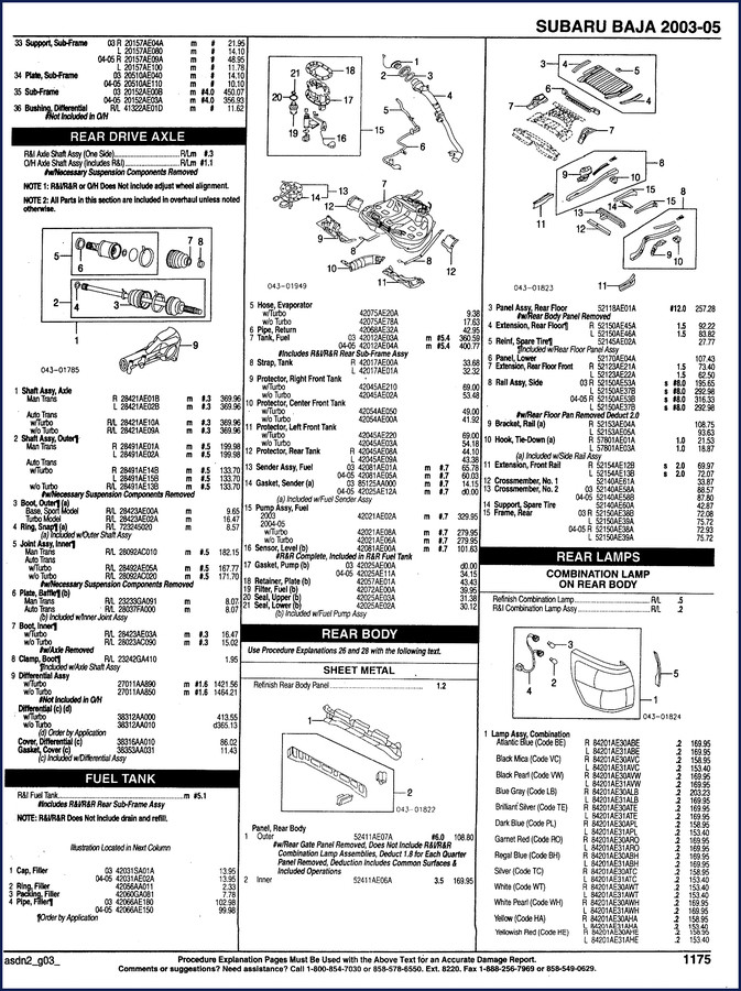 2005 Subaru Baja service manual cover showing factory document layout