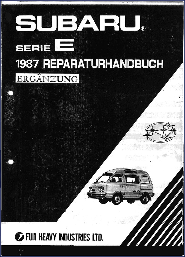 1987 Subaru E10 E12 Repair Manual cover showing supplement designation