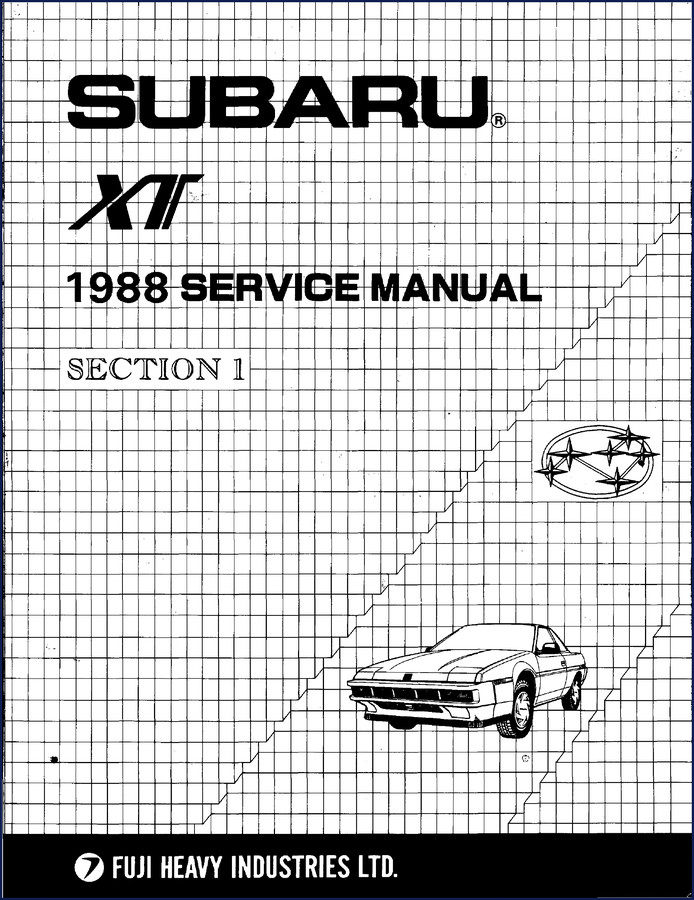 Subaru XT 1988 Service Manual cover – OEM factory repair manual for 1988 Subaru XT, 1418 pages