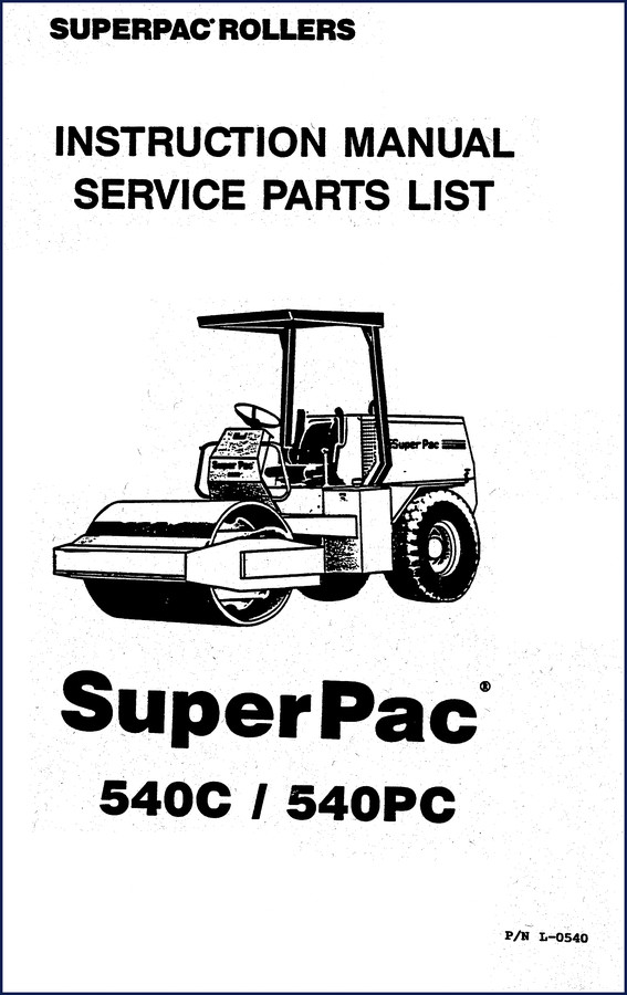 Superpac 540C and 540PC vibratory roller parts catalog – OEM factory manual 113 pages