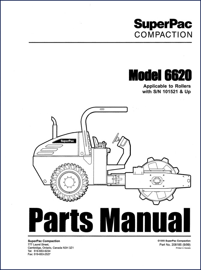 Superpac 6620 Roller Parts Catalog SN 101940 up – 73 pages factory OEM manual