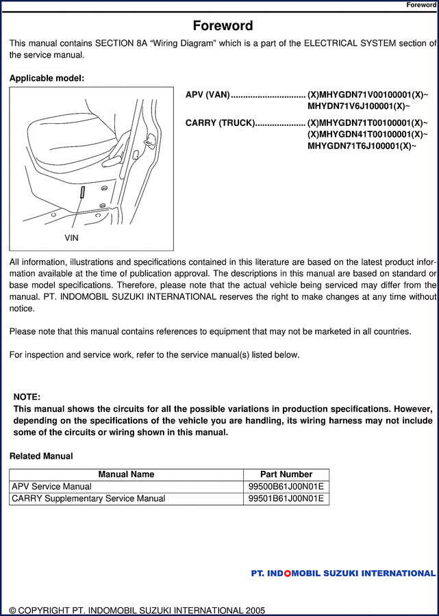Suzuki APV 2005 Service Manual cover – OEM factory shop manual 1161 pages