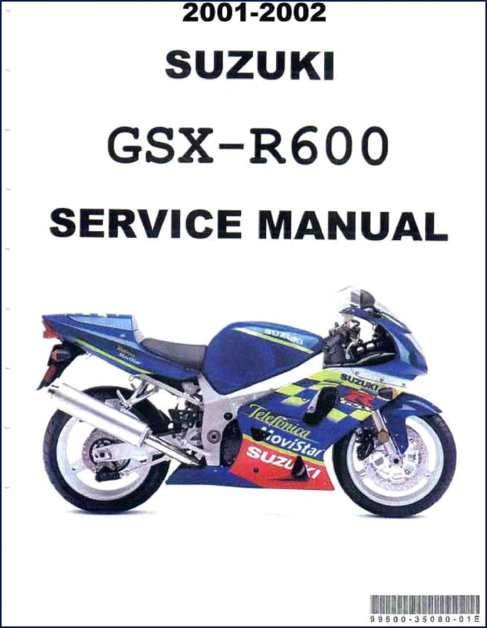 2001-2002 Suzuki GSX-R600 Service Manual cover – OEM factory repair document