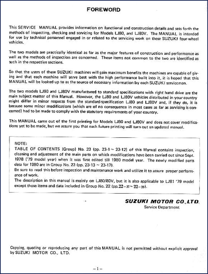 Suzuki LJ80 service repair manual – 296 pages, OEM factory documentation
