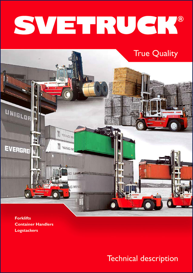 Svetruck 10, 12, CS-ECS, 18, 32 Technical Manual cover page showing forklift and container handler models