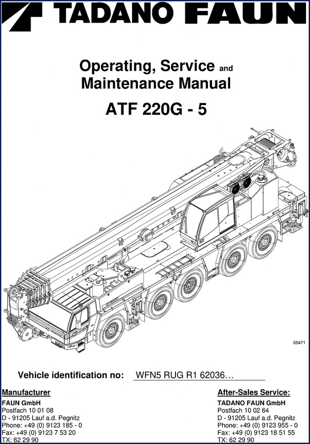 Tadano FAUN ATF 220G-5 Service Manual cover - 1078 pages OEM factory repair manual
