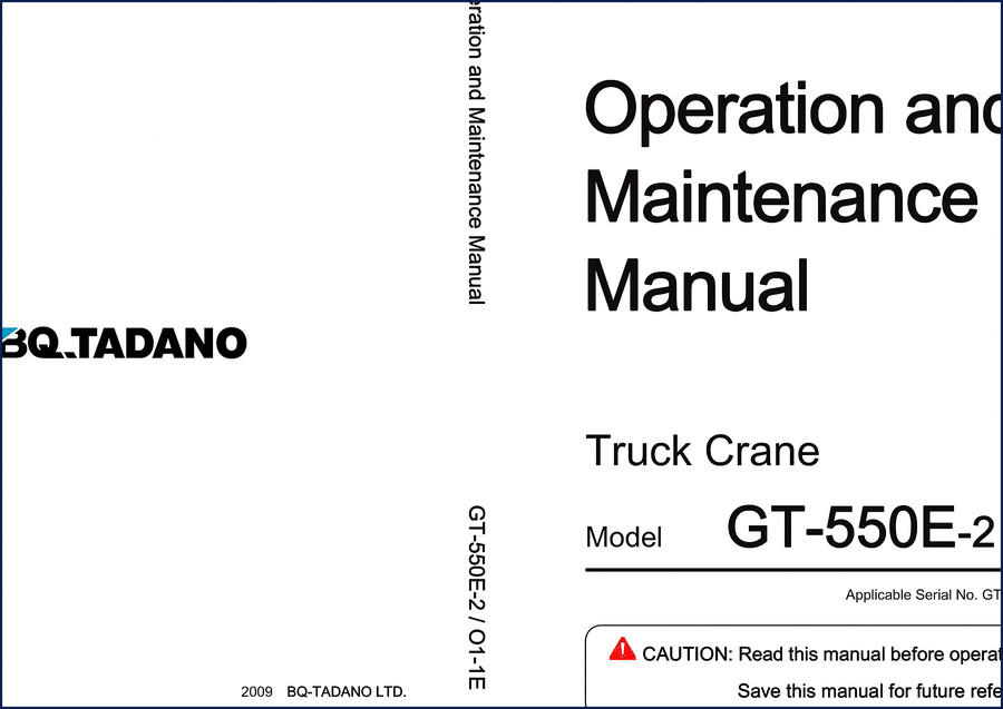 Tadano GT-550E-2 2009 Operators Manual cover page