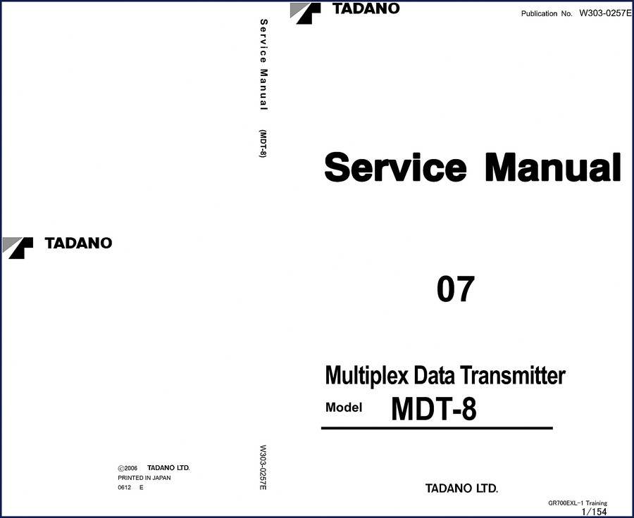 Tadano MDT-8 2006 Service Manual cover showing factory wiring diagrams and diagnostic flowcharts