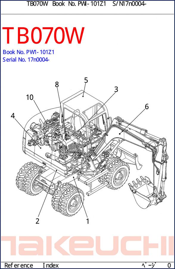 Takeuchi TB070W workshop manual cover – 488-page factory service document for compact excavator