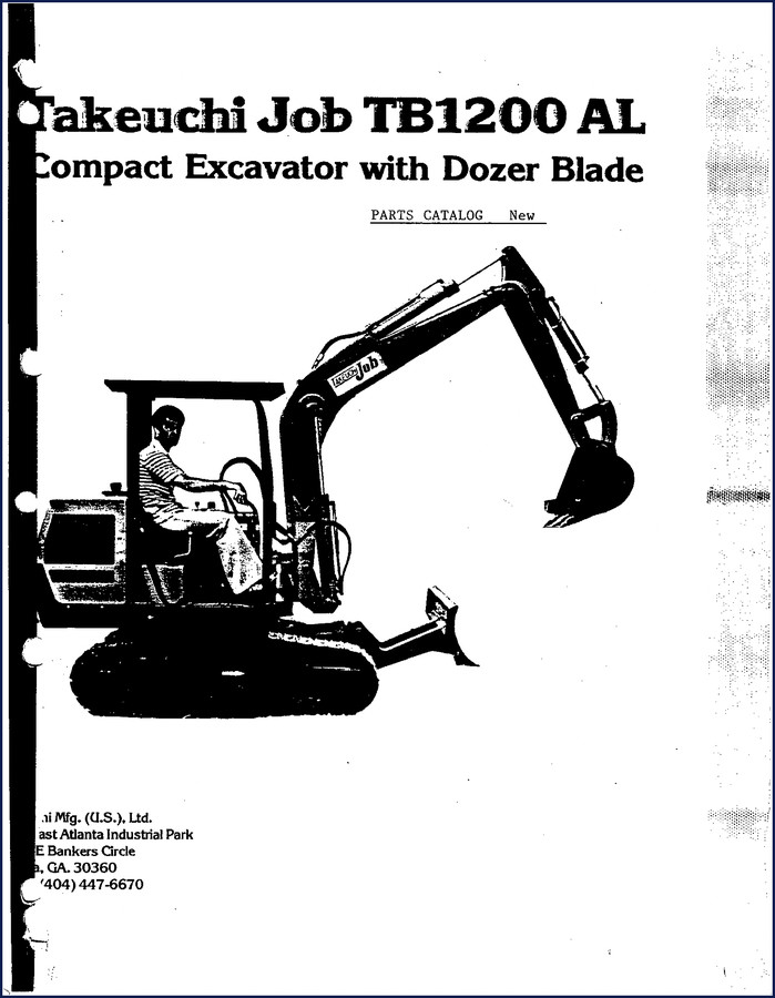 Takeuchi TB1200 Parts Catalog - 83 page OEM factory exploded view parts manual