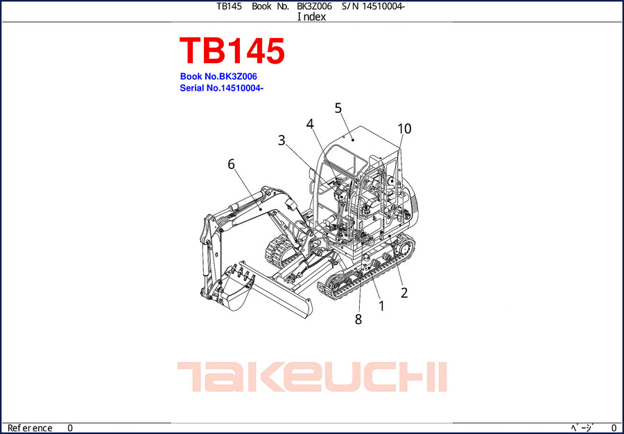 Takeuchi TB145 680-page OEM Parts Catalog front cover