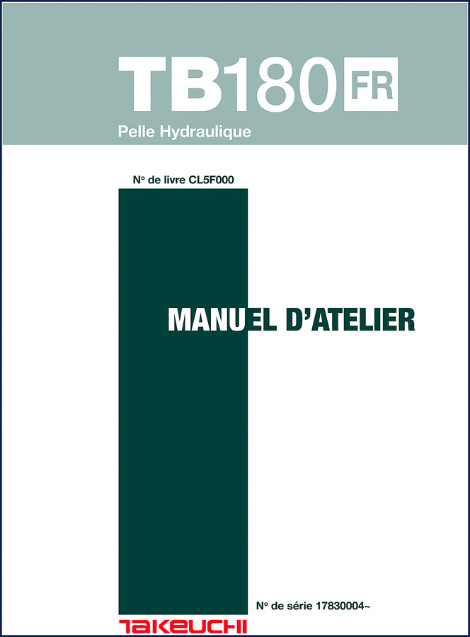 Takeuchi TB180FR Parts Catalog 379 pages OEM factory manual cover