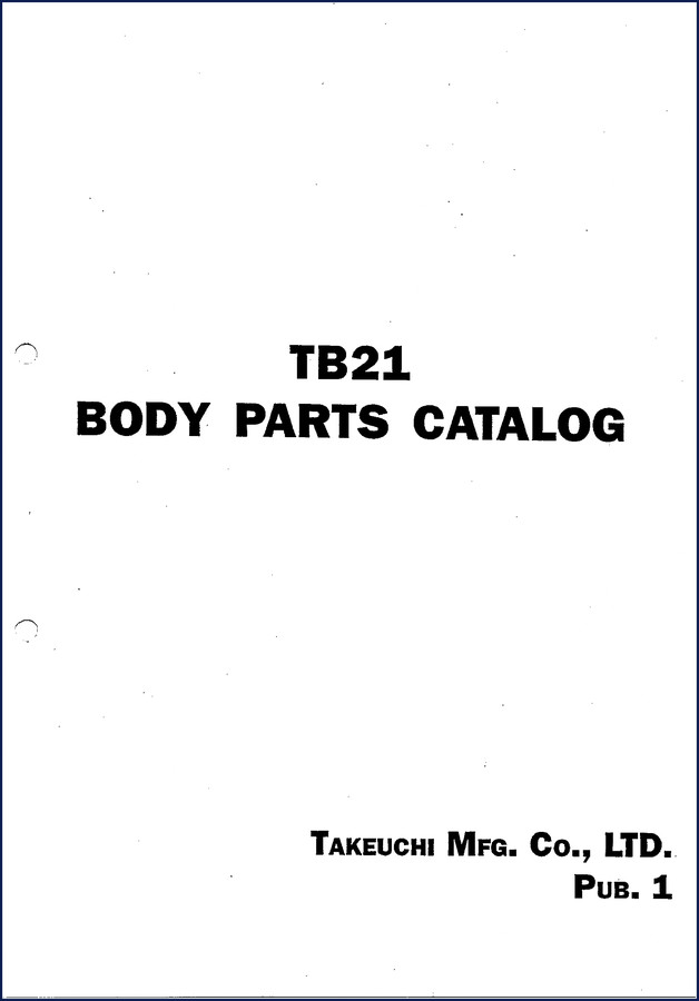 Takeuchi TB21 Parts Catalog cover - OEM factory document for compact excavator parts breakdown