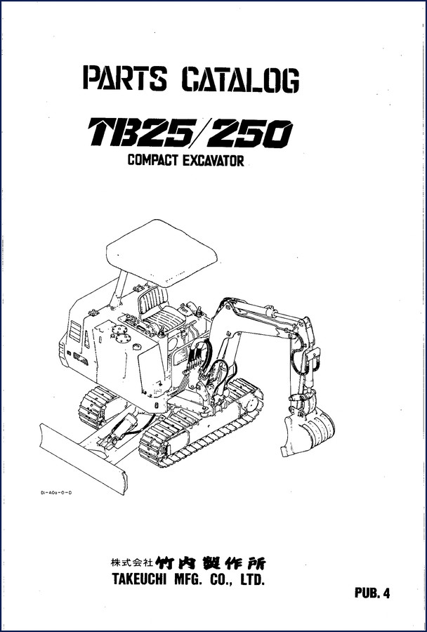 Takeuchi TB25 250 Parts Catalog cover - OEM factory manual 230 pages