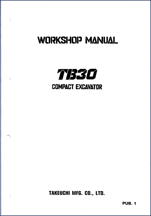Takeuchi TB30 compact excavator workshop manual cover page