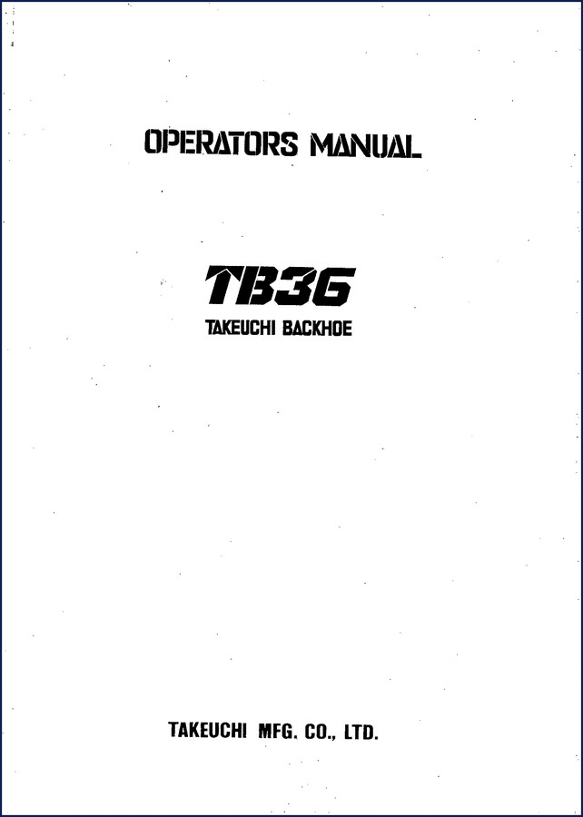 Takeuchi TB36 Operators Manual cover page – factory document for compact excavator
