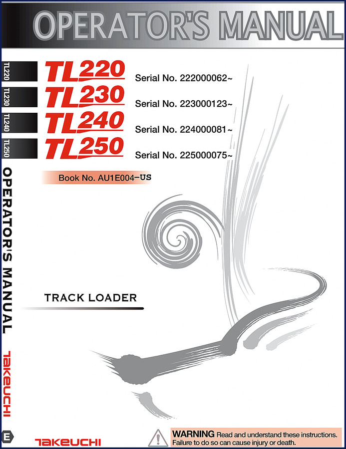 Takeuchi TL220 Parts Catalog page showing exploded view of travel lever assembly