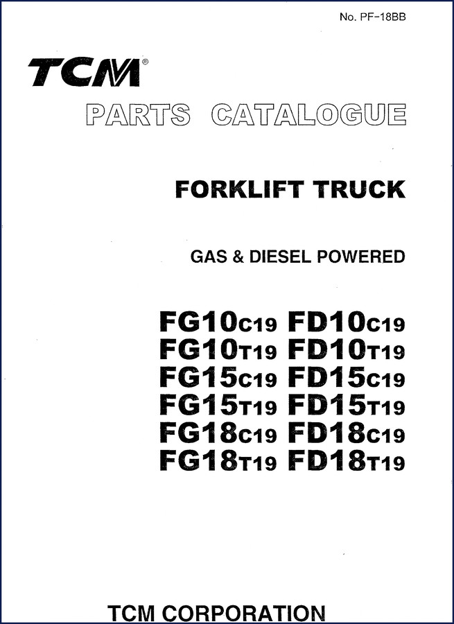TCM FG10C19 FD10C19 FG10T19 FD10T19 FG15C19 factory parts catalog cover 272 pages