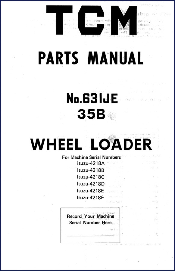 TCM Isuzu-4218A-E Parts Catalog cover page for wheel loader 35B