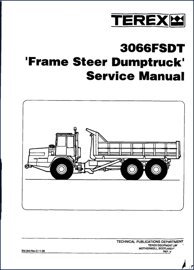 Terex 3066FSDT 1996 Service Manual cover showing dump truck diagram
