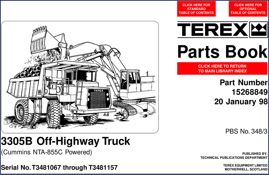 Terex 3305B 1998 Parts Catalog – official OEM factory binder cover