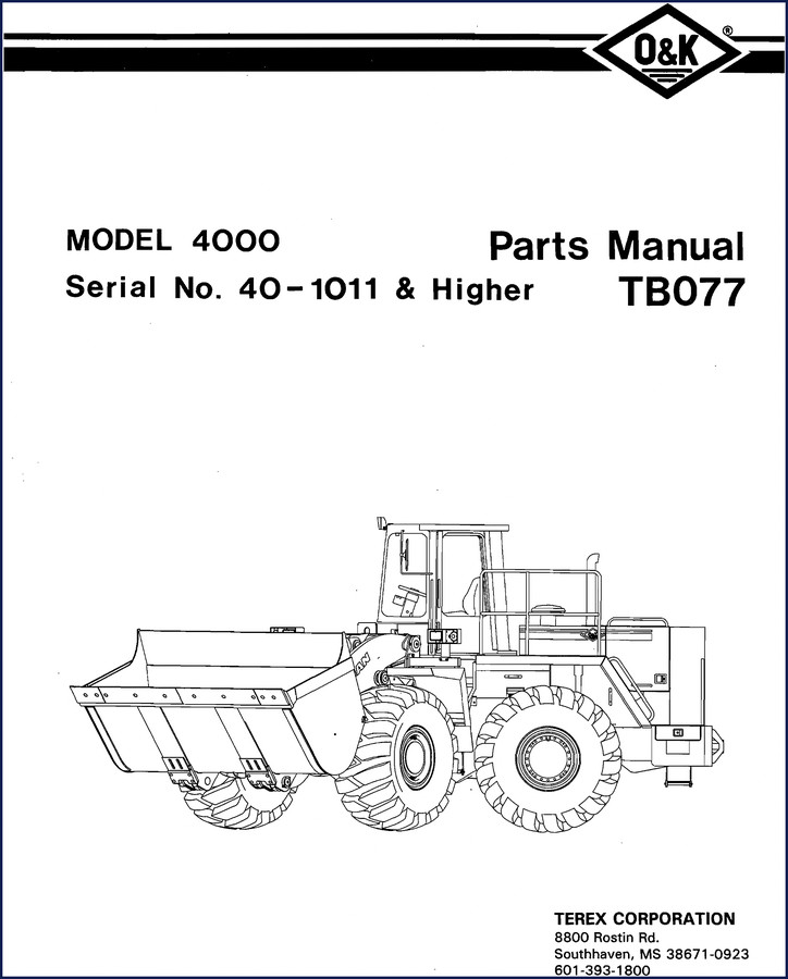 Terex 4000 Parts Catalog 1975 OEM factory manual cover