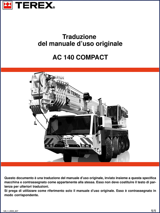 Terex AC 140 COMPACT Operators Manual cover - 1070 page OEM document