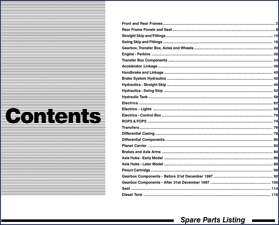 Terex Benford 5, Benford 6, Benford 7 1997 Parts Catalog cover page
